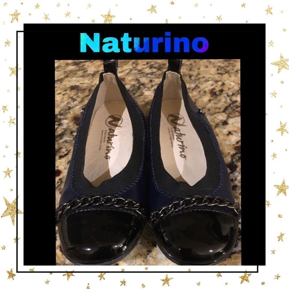 New Naturino Girl's Navy Slip-on Ballet Flats 24 7.5